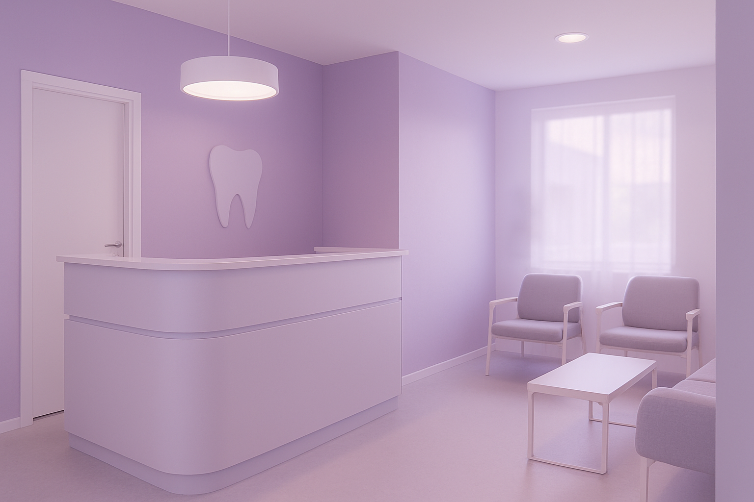 Modern dental clinic reception with a calm premium atmosphere